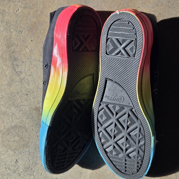 Converse Low Black Sneakers with Rainbow Soles - Picture 3 of 7